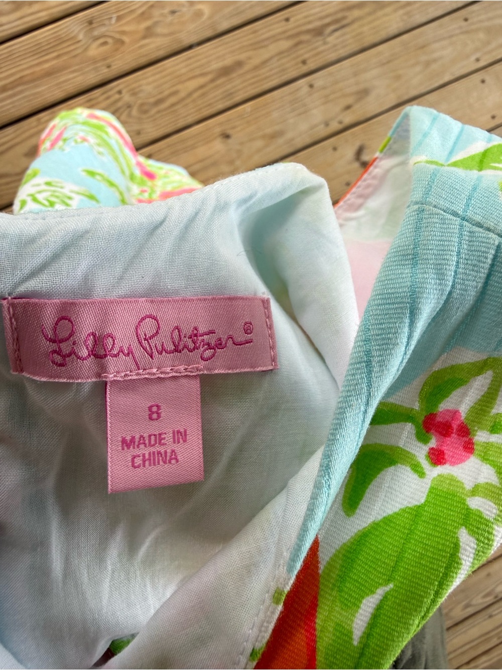 Lilly Pulitzer Blue Pink Floral Shift Dress White Lace Trim Sleeveless - Picture 9 of 11